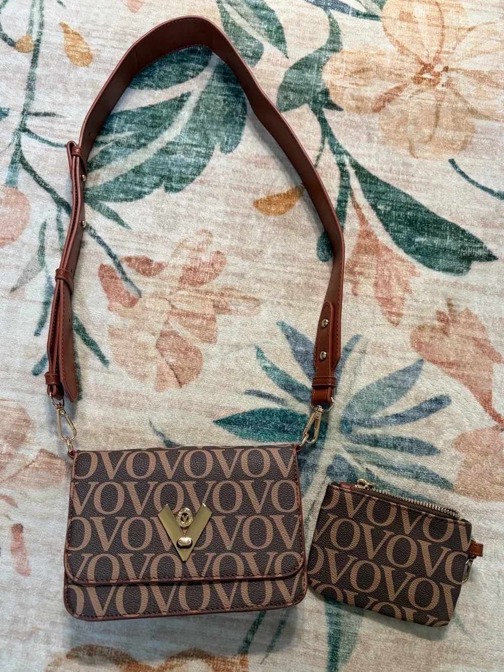 Valentino Orlandi VO Monogram Crossbody + Coin Pouch - Gold Hardware